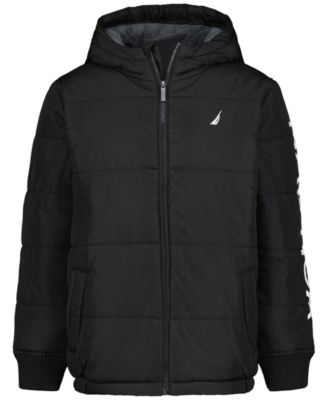Boys' 4-20 Water-Resistant Quilted Puffer Jacket with Fleece Beanie, 2-Piece Set
