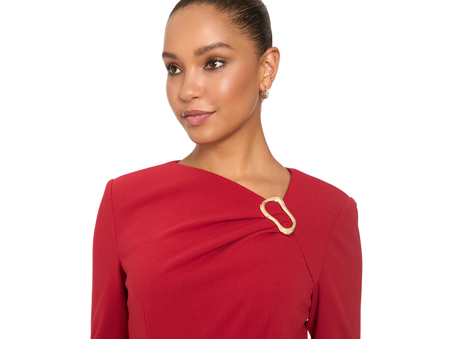 Женское платье London Times Cowl Neck Midi Sheath, цвет: Красный — фото 3