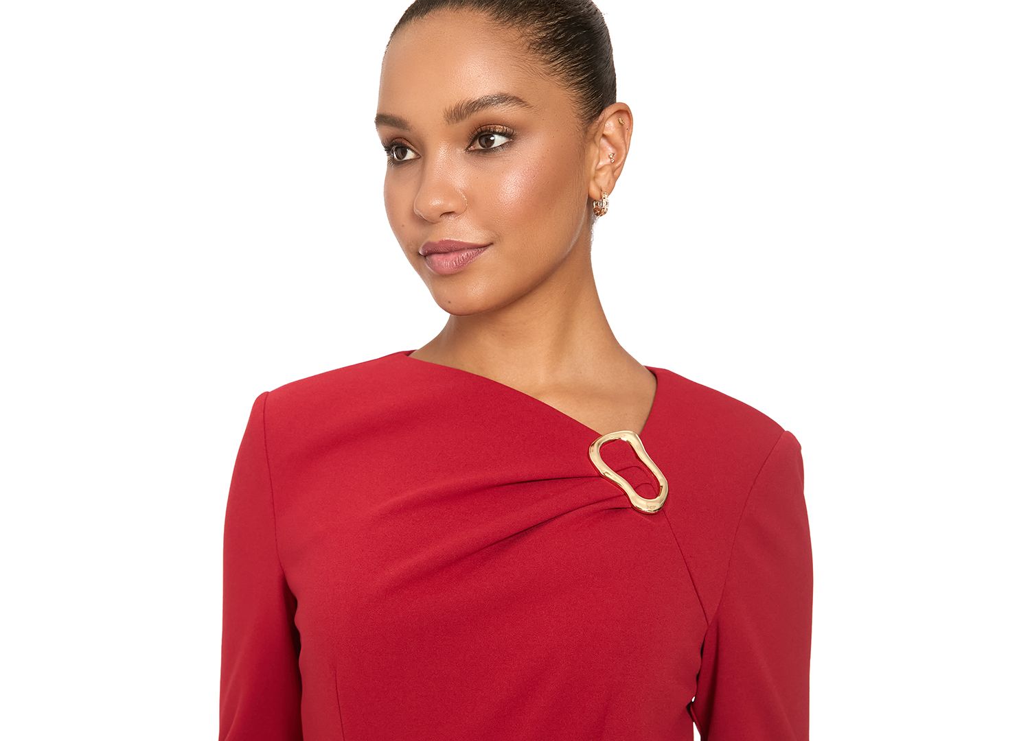 Women's Cowl Neck Midi Sheath Dress