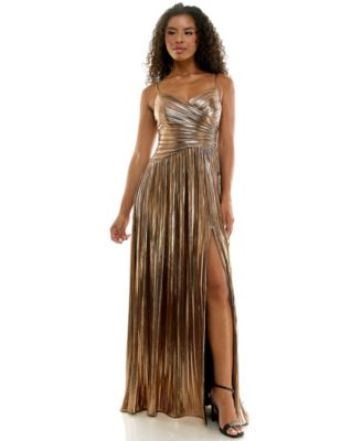 Women's Sweetheart Metallic Ruched Gown