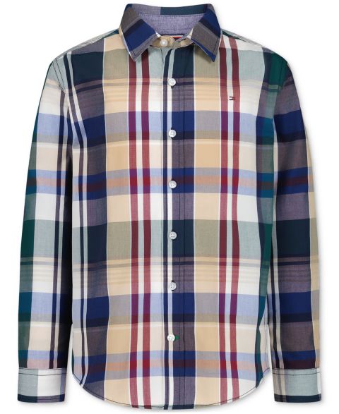 Рубашка Tommy Hilfiger Plaid Long-Sleeve Shirt для мальчиков, цвет: June Bug