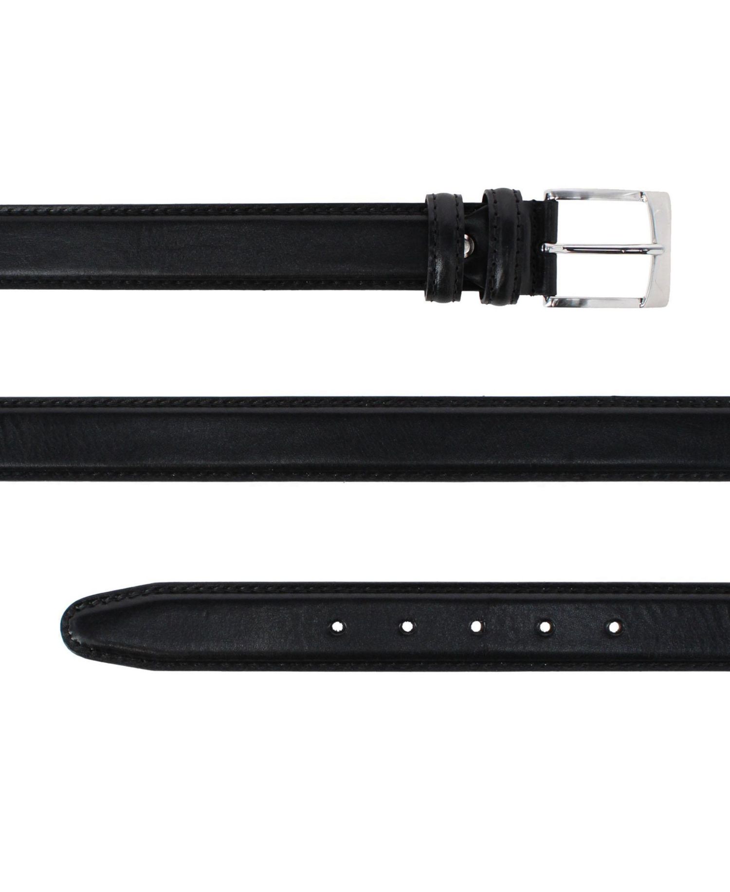 Vincenzo Italian Leather Contrast-Stitch 35mm Belt
