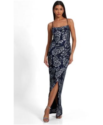 Women's Cowl Neck Sequin Maxi Dress