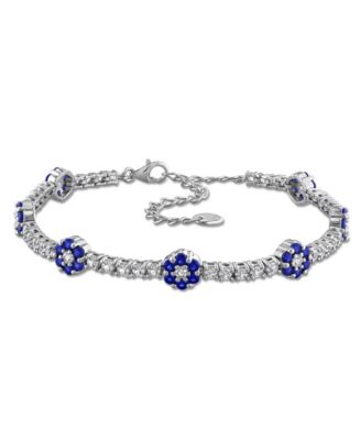 Lab-Grown Emerald (1 ct. t.w.) & Lab-Grown White Sapphire (1-3/4 ct. t.w.) Bracelet in Sterling Silver