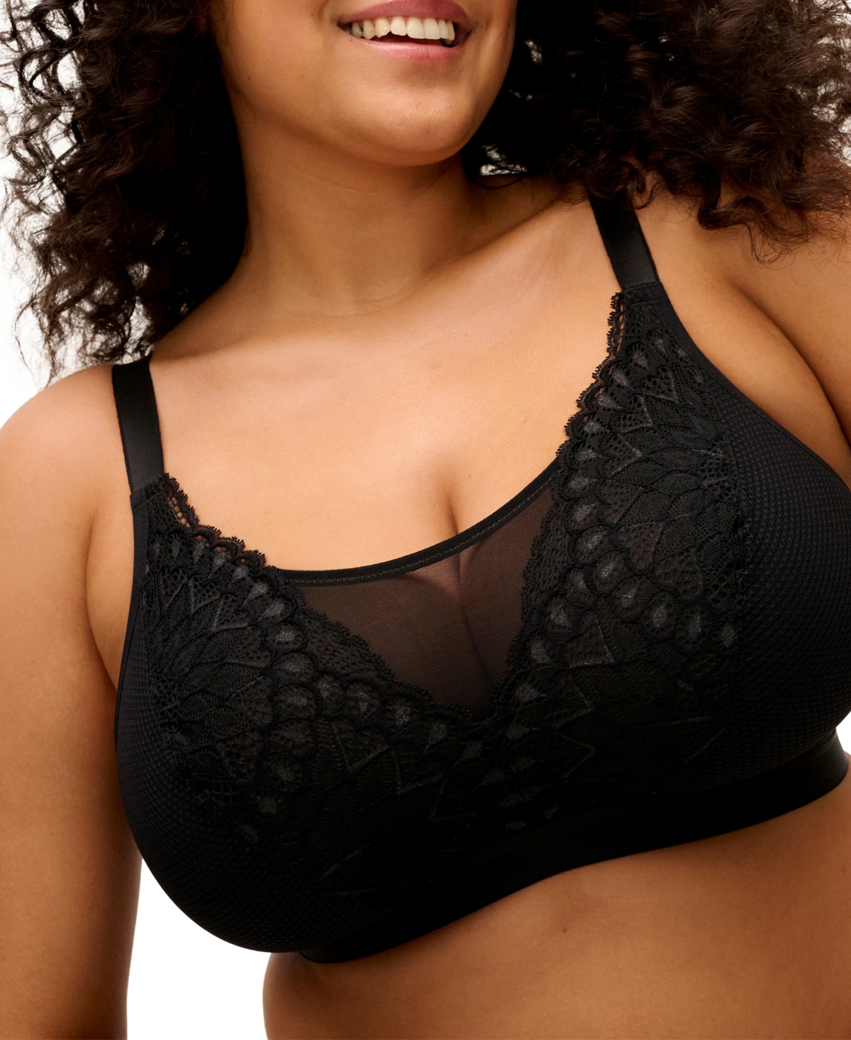 Elomi Plus Tiernie Wireless Unlined Lace Bralette, EL303317