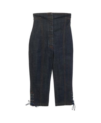 Women's High-Waisted Straight-Leg Lace-Up Jeans