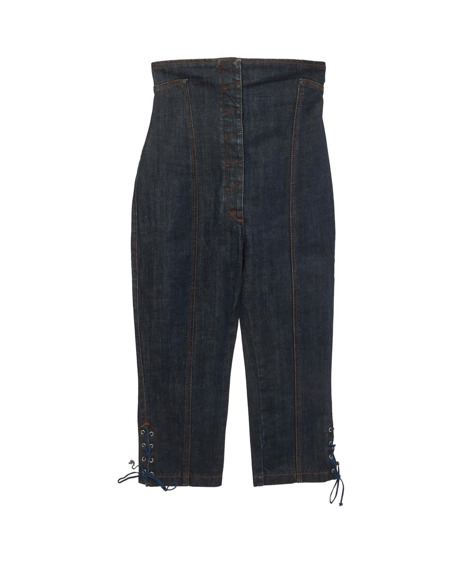 Women's High-Waisted Straight-Leg Lace-Up Jeans