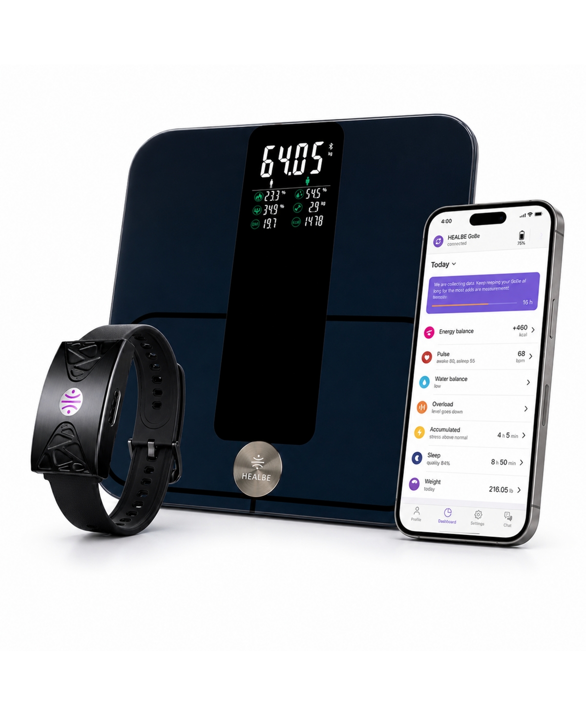 Healbe Automatic Calorie Intake Smart Band Healbe GoBe U and Healbe Smart Floor Scale with Body Composition Analysis