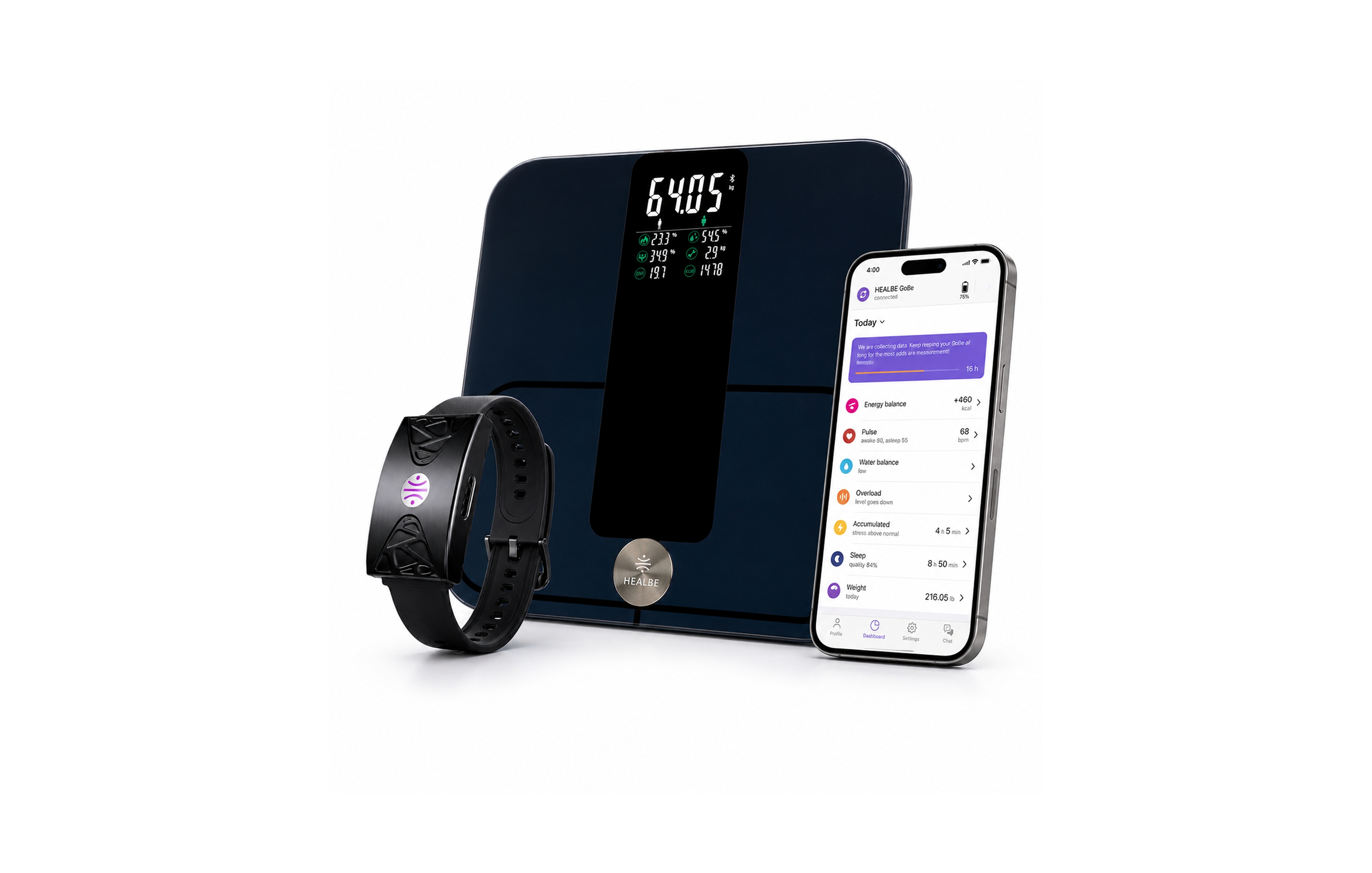 Healbe Automatic Calorie Intake Smart Band Healbe GoBe U and Healbe Smart Floor Scale with Body Composition Analysis