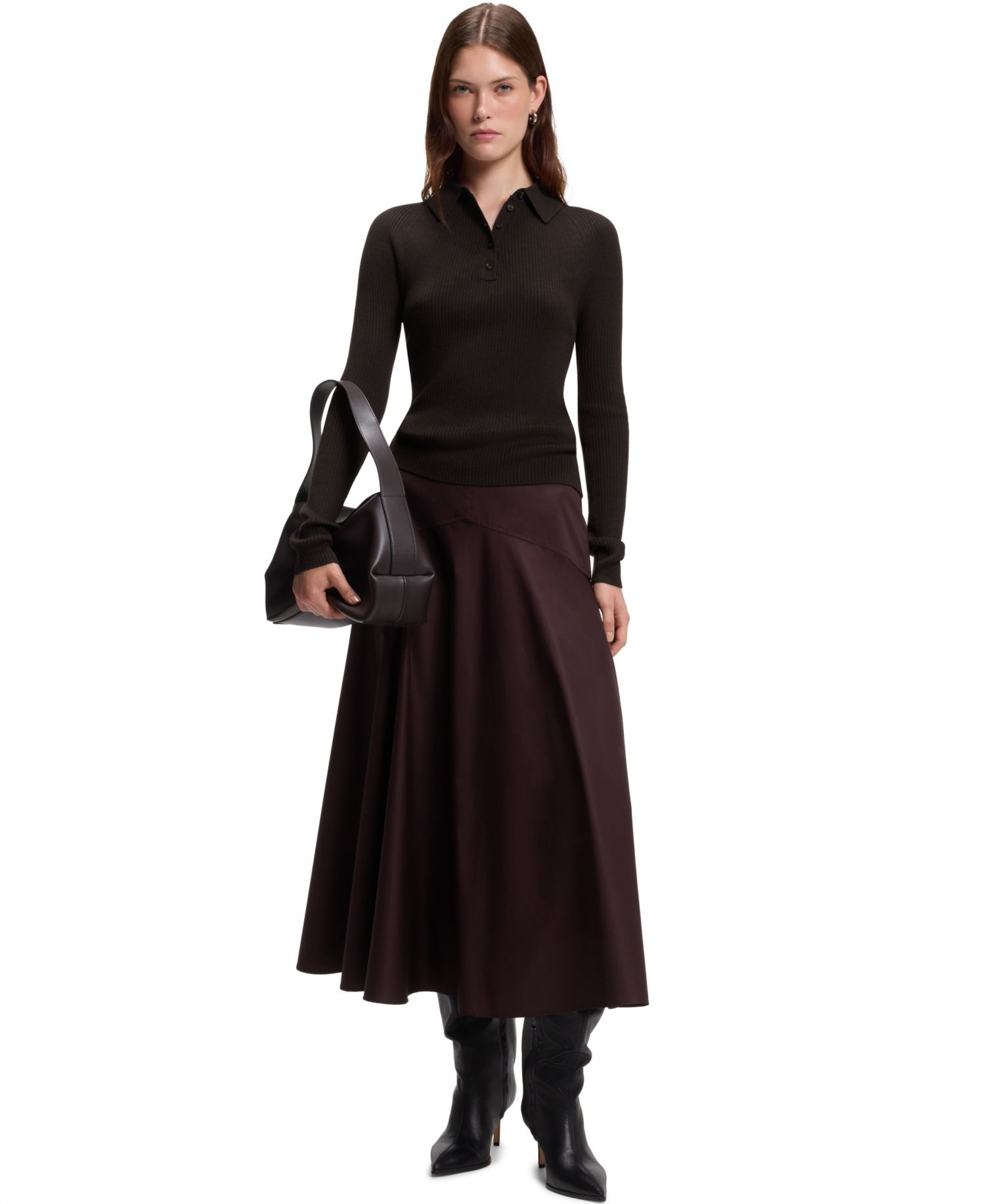 BOSS by Women's Wool Fitted Polo Sweater