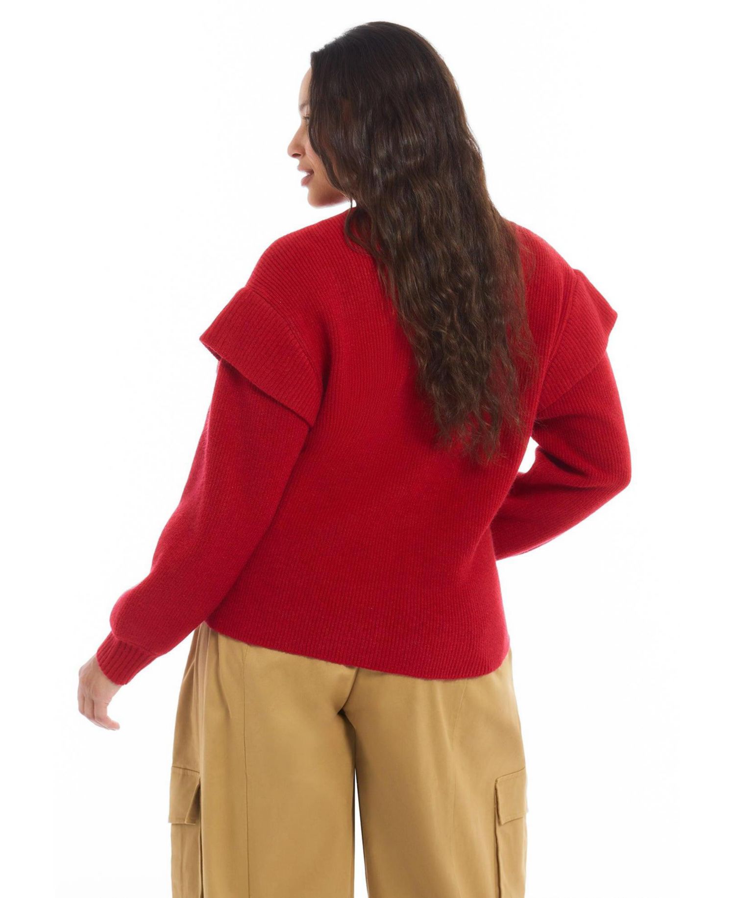 Plus Size Mock Neck Balloon-Sleeve Sweater