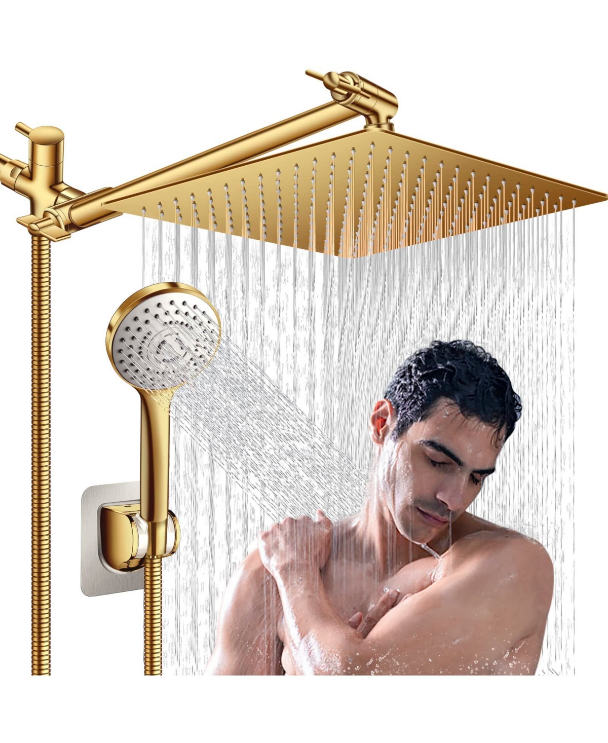 Cyqbd 12" Rain Shower Head with Extension Arm Handheld Spray Showerhead Set