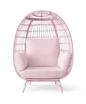 Wicker Egg Chair Oversized Indoor Outdoor Patio Lounger w/ Steel Frame