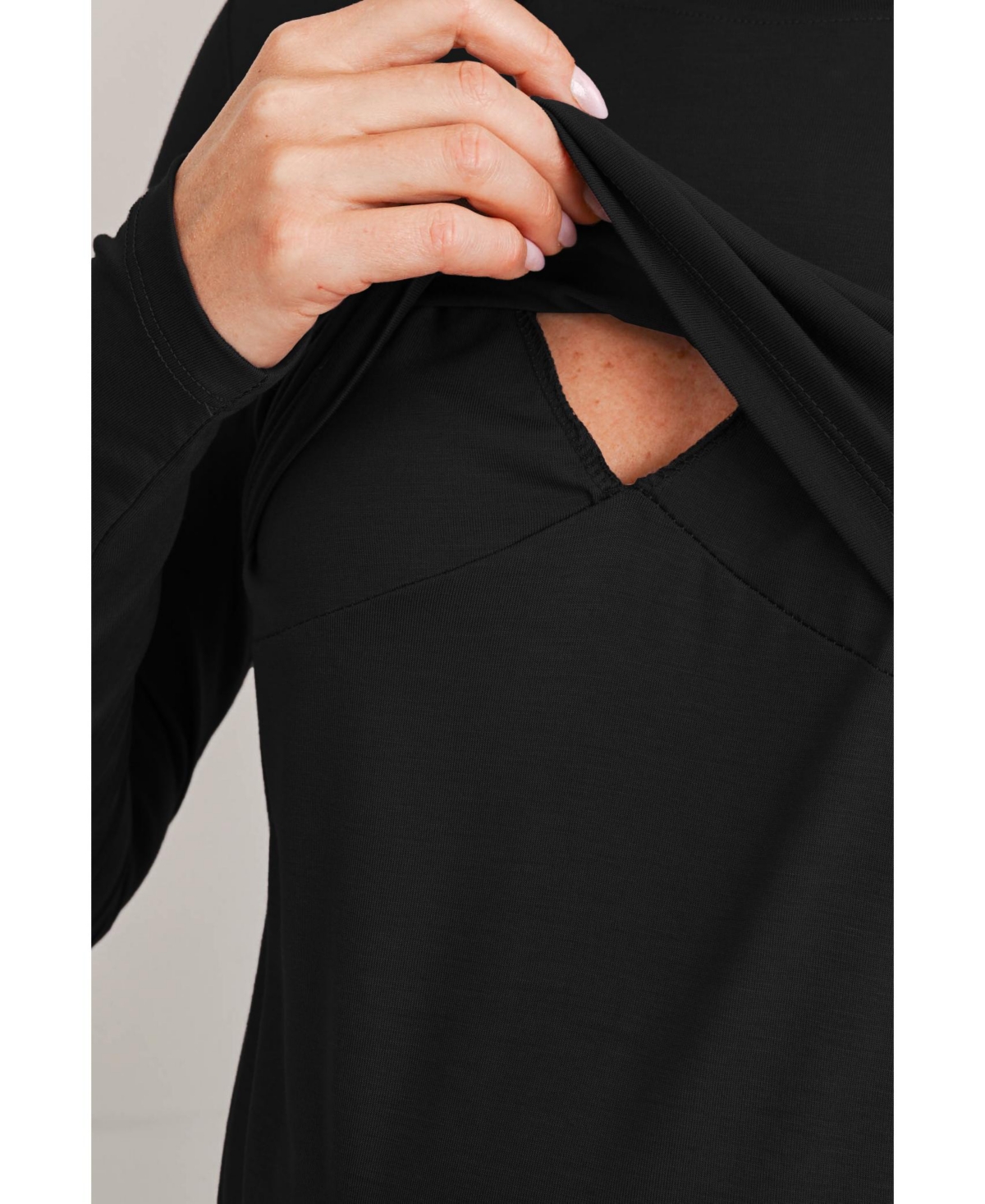 Hello Miz Maternity Long-Sleeve Crewneck Lift-Up Nursing Top