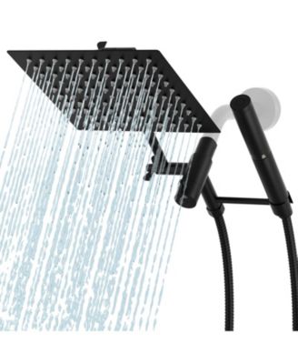 2 In 1 Metal Dual Rain Shower Head Handheld Square Spray Set Extension Arm