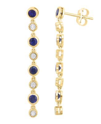 Sapphire (7/8 ct. t.w.) & Diamond (1/20 ct. t.w.) Drop Earrings in Sterling Silver