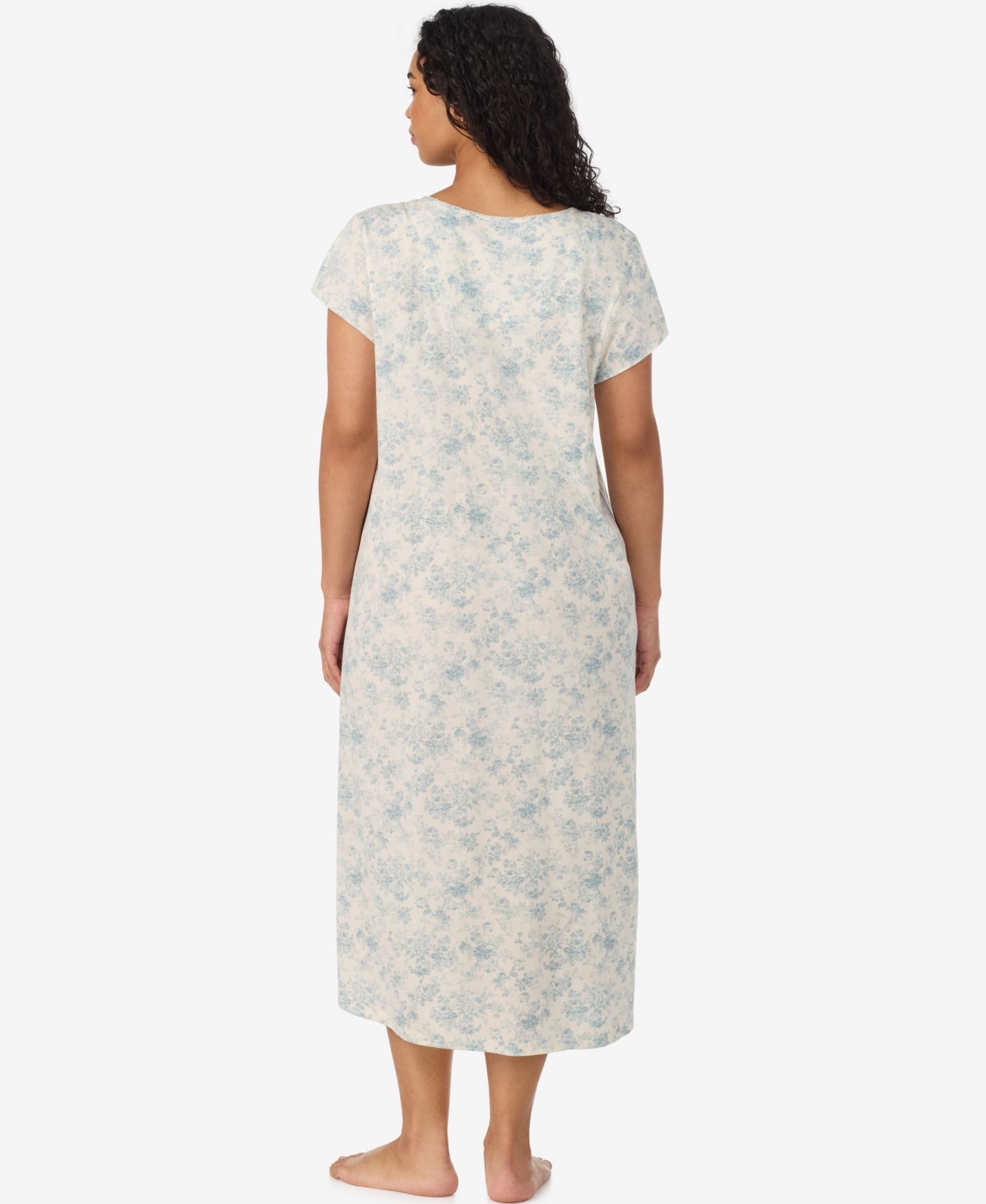 Plus Size Flutter-Sleeve V-Neck Cotton-Blend Nightgown