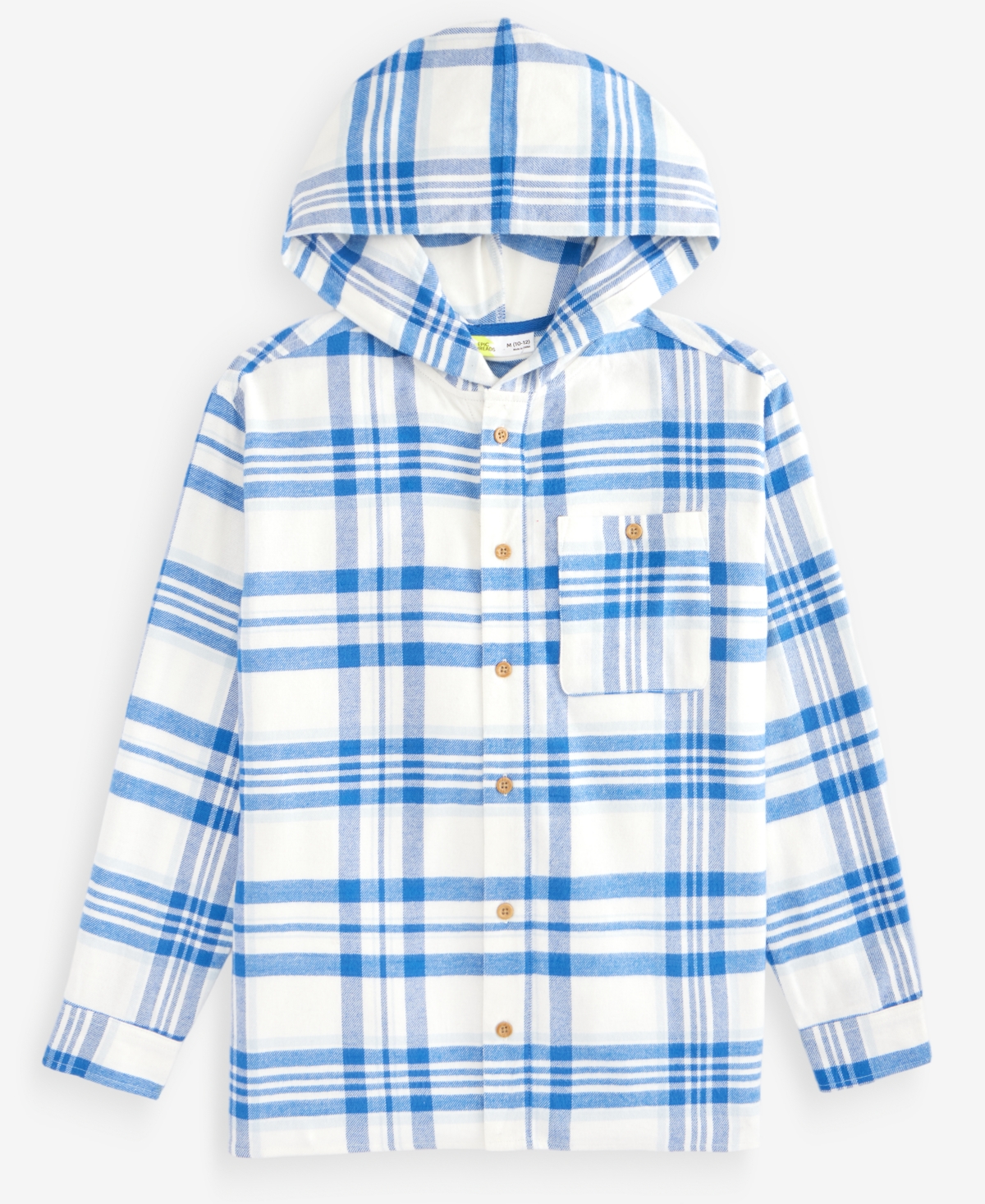Epic Threads Kids' Boys' 4-20 Plaid Hooded Flannel Jacket, Macy's Exclusive In Varsity Bl