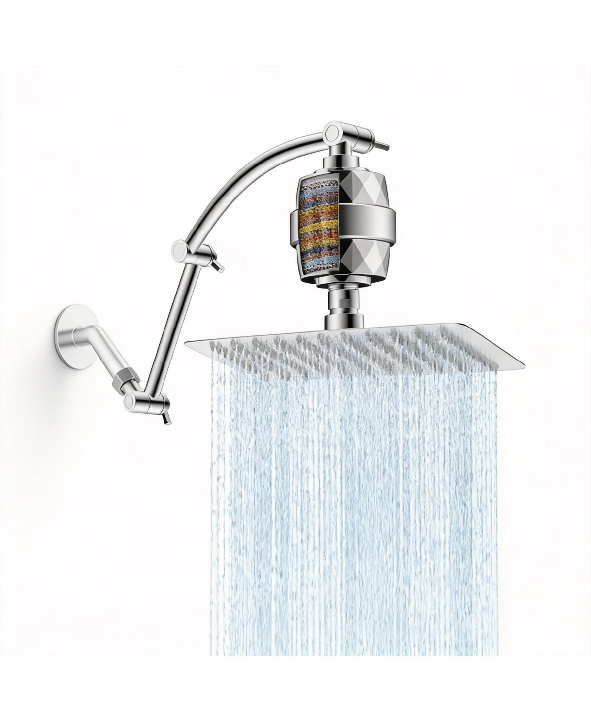 Cyqbd 10'' Metal Rain Filtered Shower Head Extension Arm with Filter Square