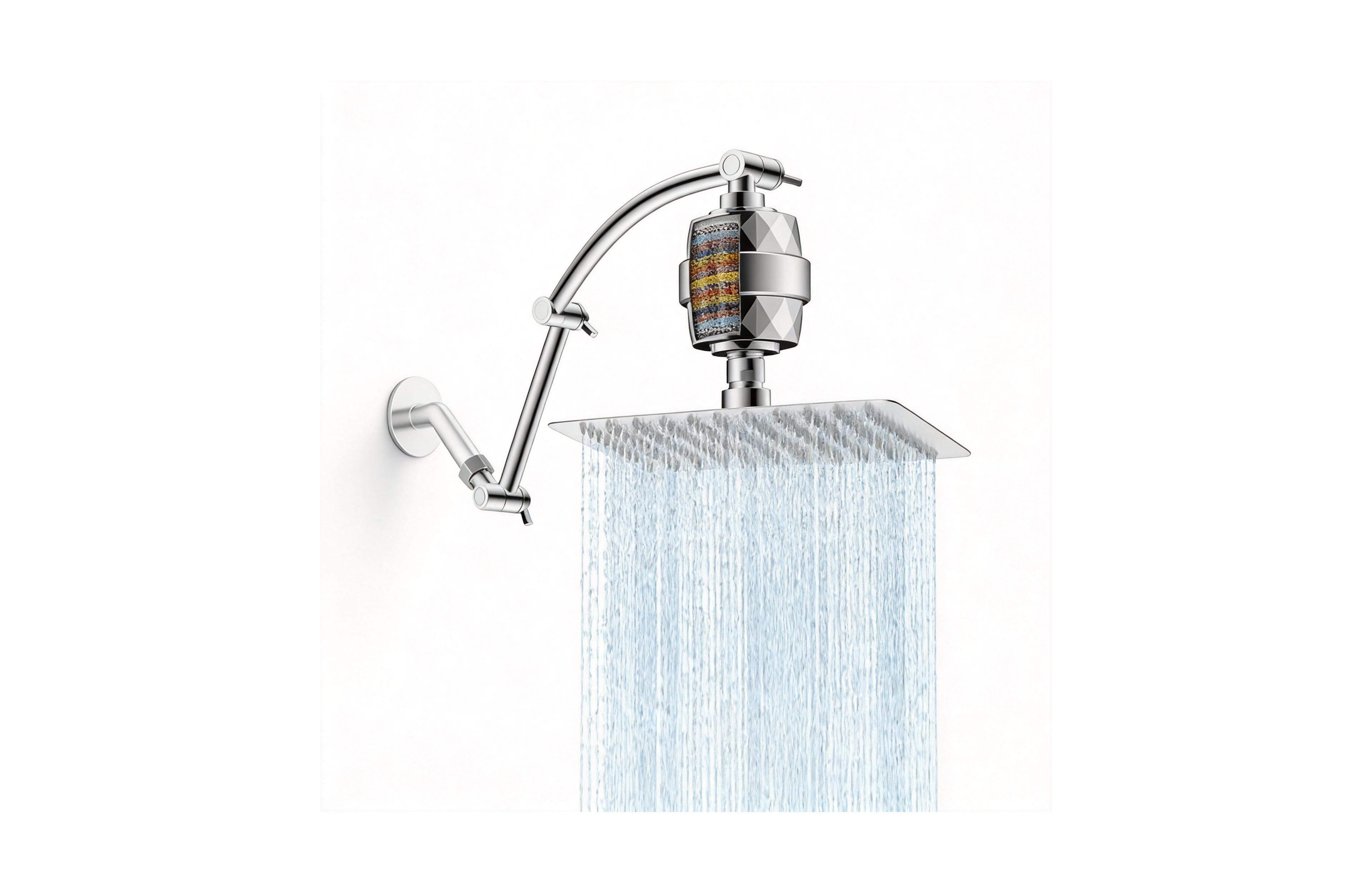 Cyqbd 10'' Metal Rain Filtered Shower Head Extension Arm with Filter Square
