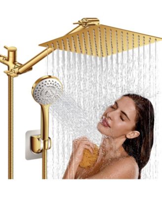 10" High Rainfall Shower Head Handheld Combo Adjustable Extension Arm