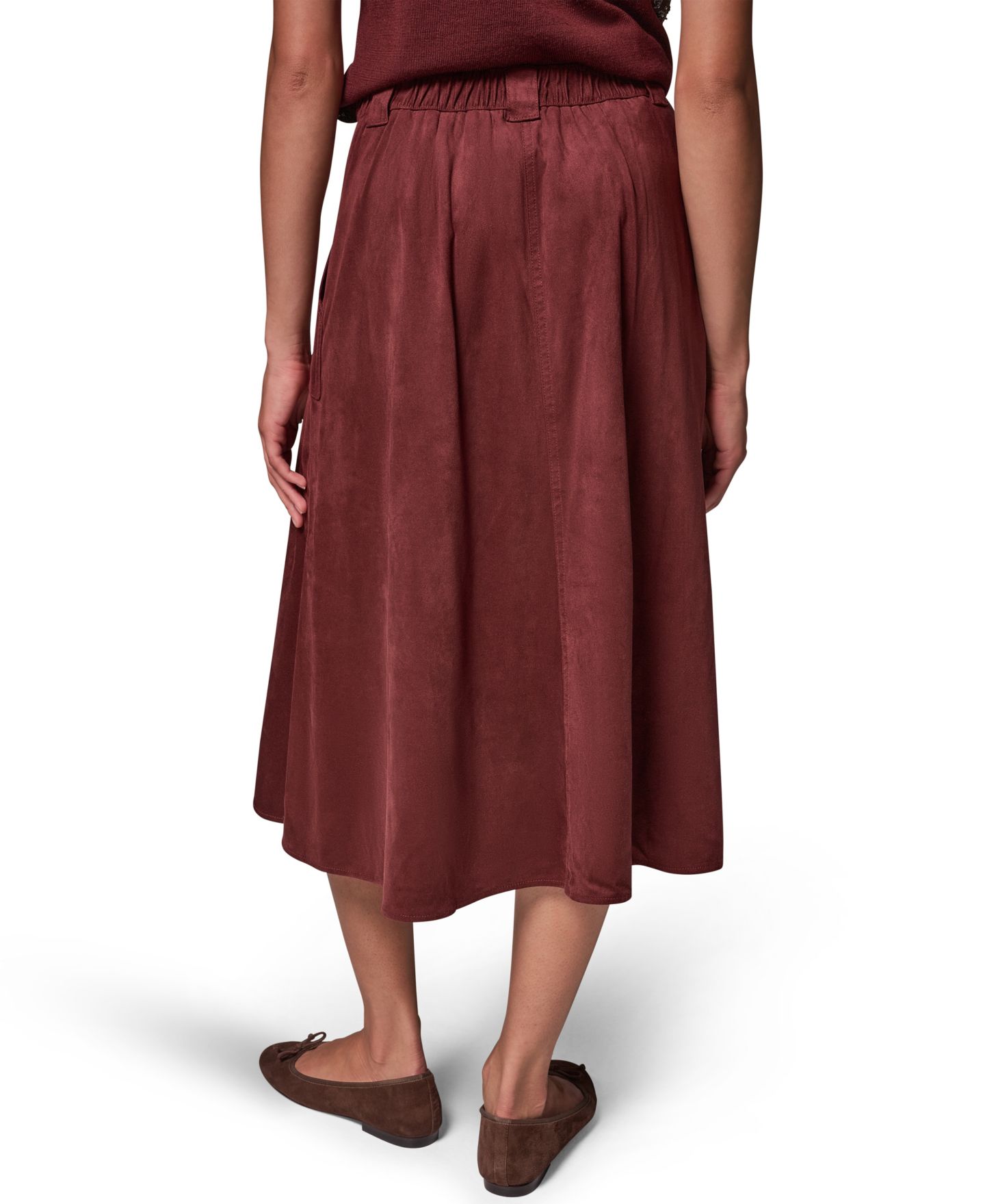 Женская юбка Donna Karan Weekend Microsuede A-Line Midi, цвет: Чёрный вишнёвый — фото 8