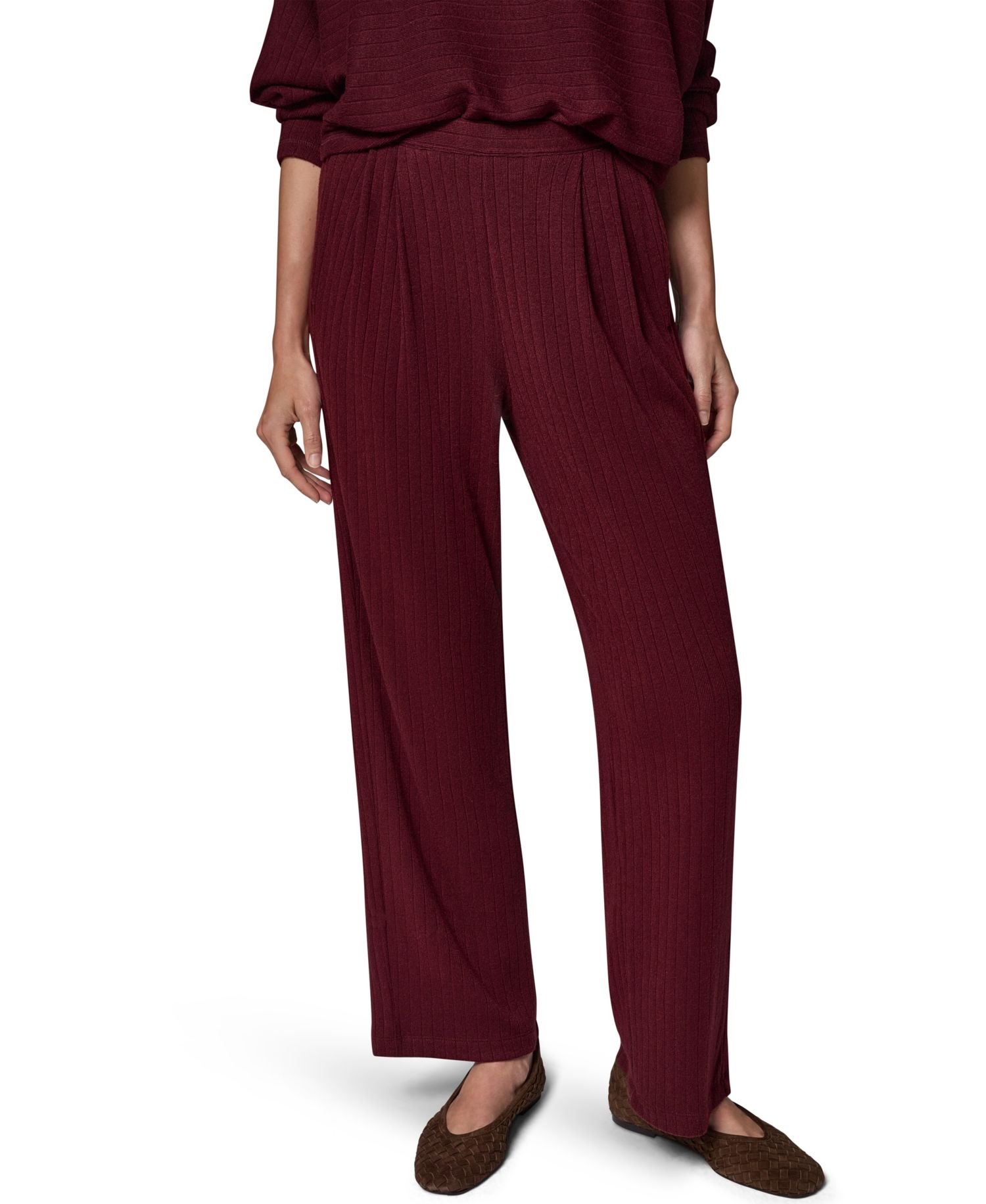 Women's Brushed-Rib High-Waist Wide-Leg Pants