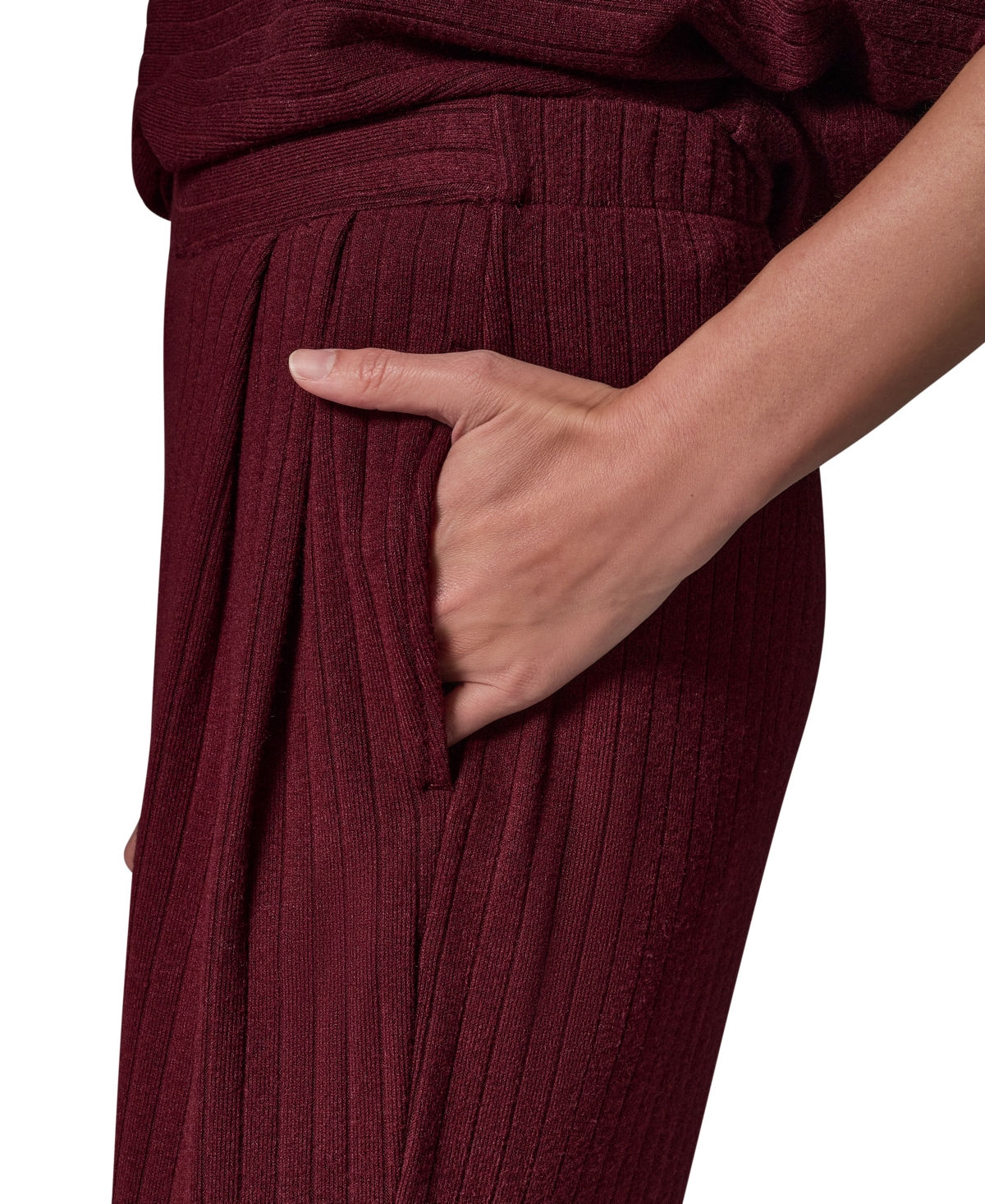 Donna Karan Weekend Women's Brushed-Rib High-Waist Wide-Leg Pants