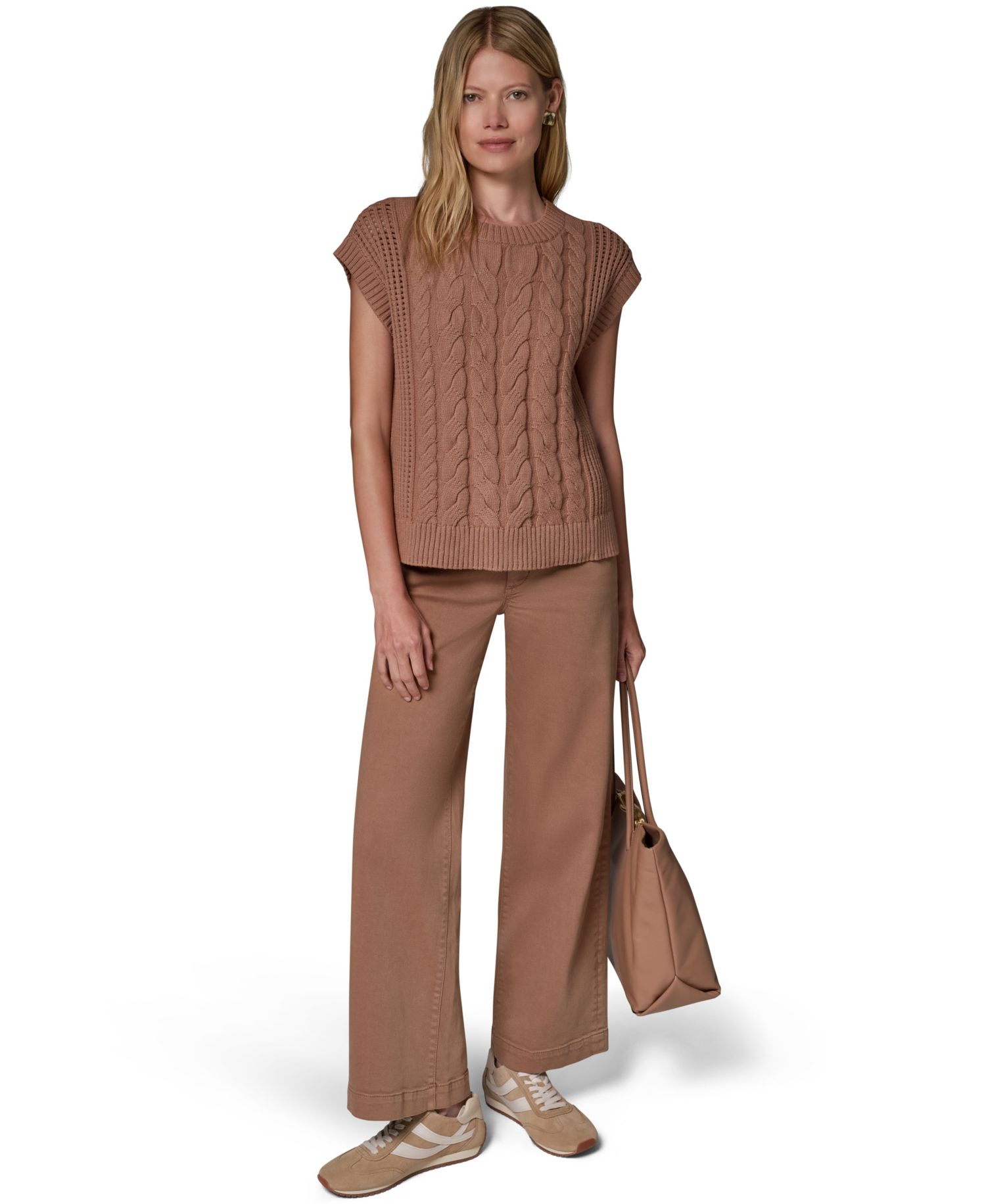 Women's Sleeveless Cable-Knit Boxy Sweater Vest