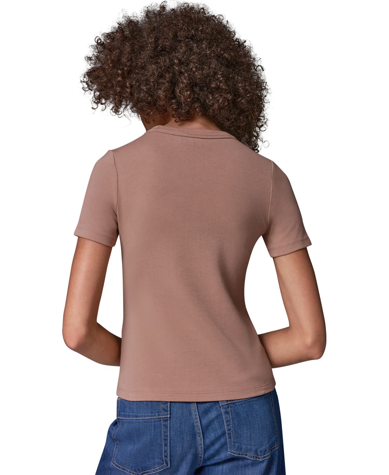 Women's Cotton-Modal Blend Crewneck Fitted T-Shirt