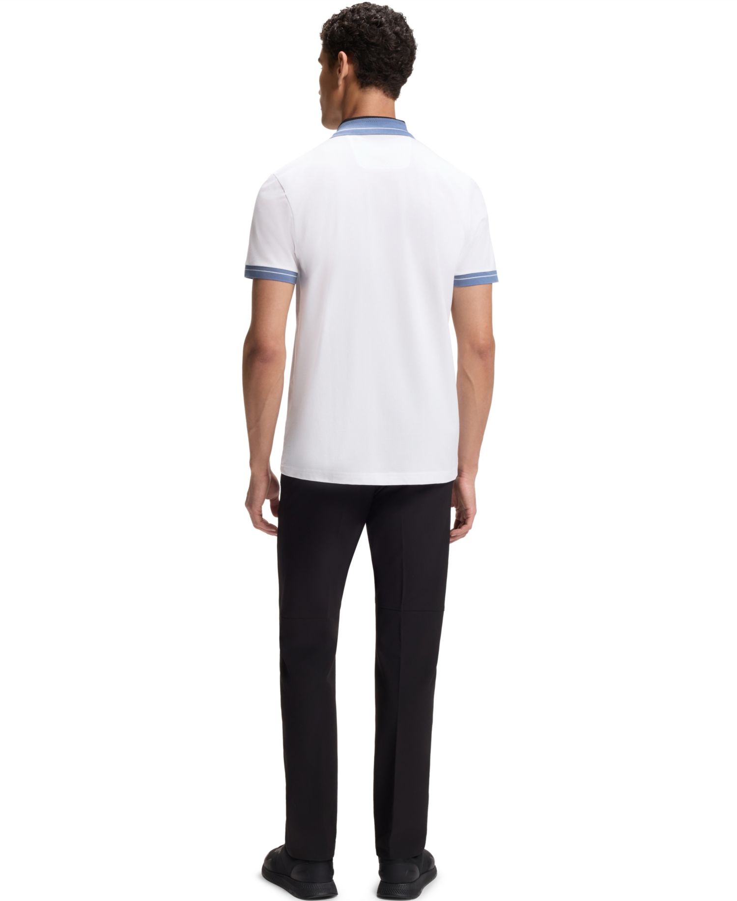 Men's Stretch Striped-Trim Polo Shirt