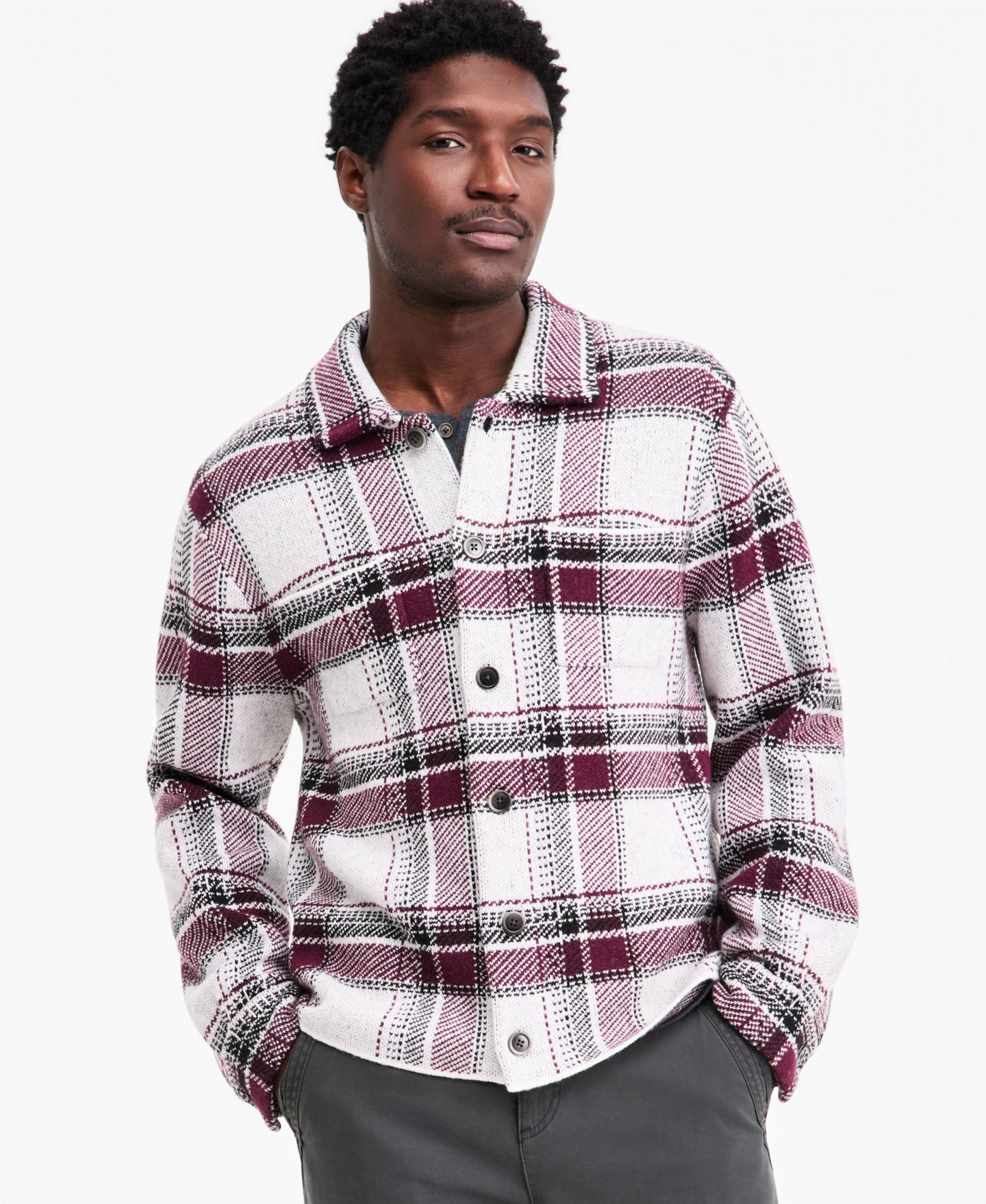 Мужская куртка Sun + Stone Connor Plaid Long-Sleeve Shirt Jacket — фото 1