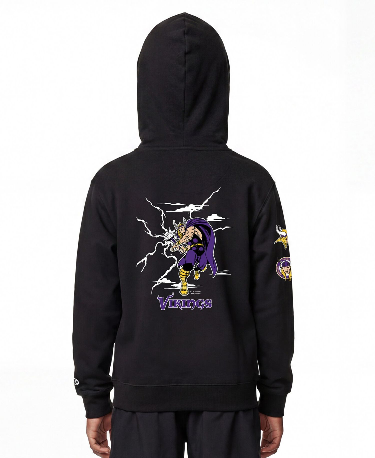 Big Boys and Girls Black Minnesota Vikings Disney X Champion Full-Zip Hoodie