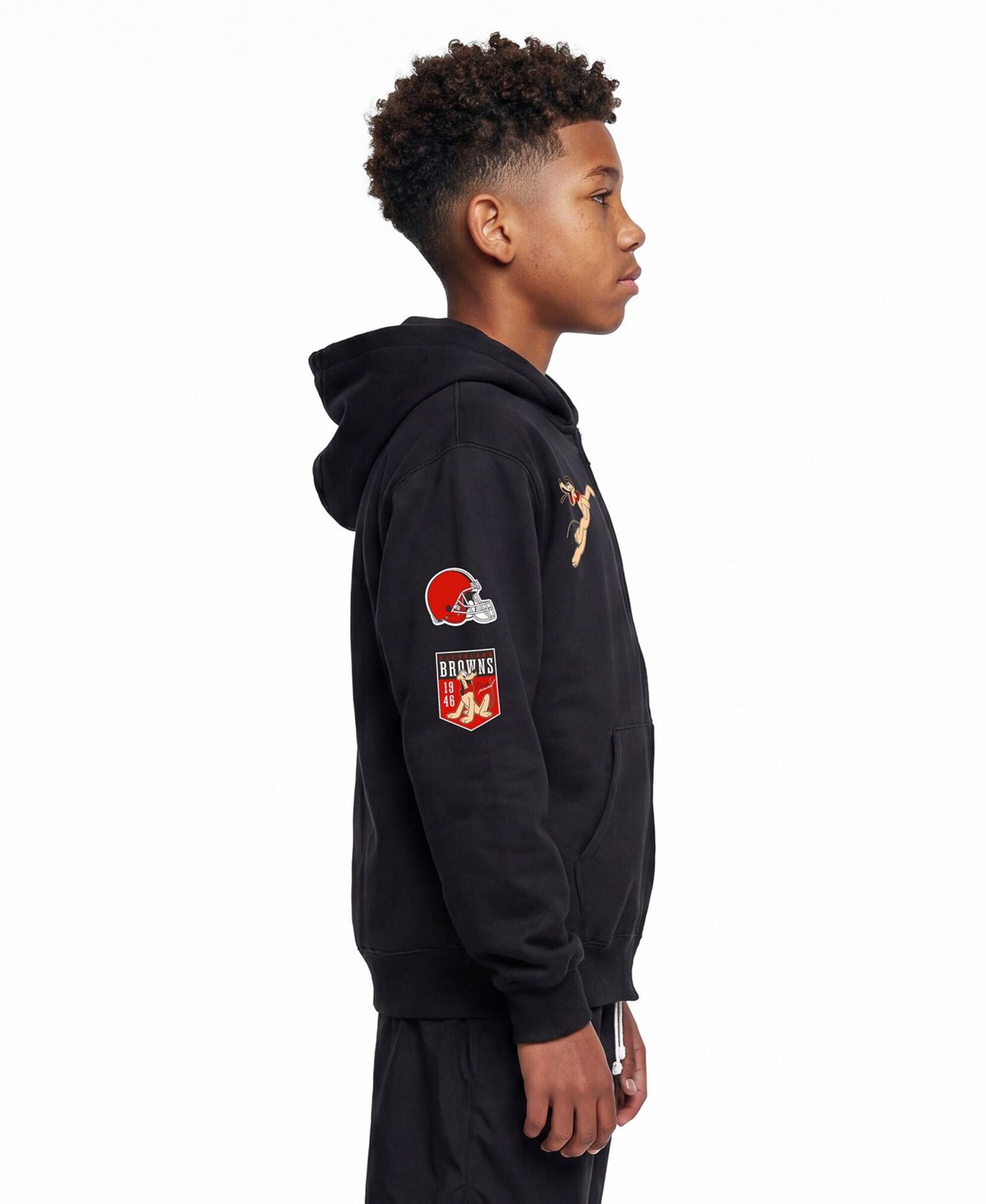 Big Boys and Girls Black Cleveland Browns Disney X Champion Full-Zip Hoodie