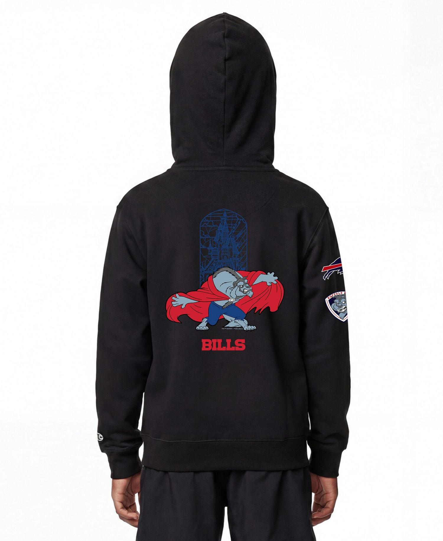Big Boys and Girls Black Buffalo Bills Disney X Champion Full-Zip Hoodie