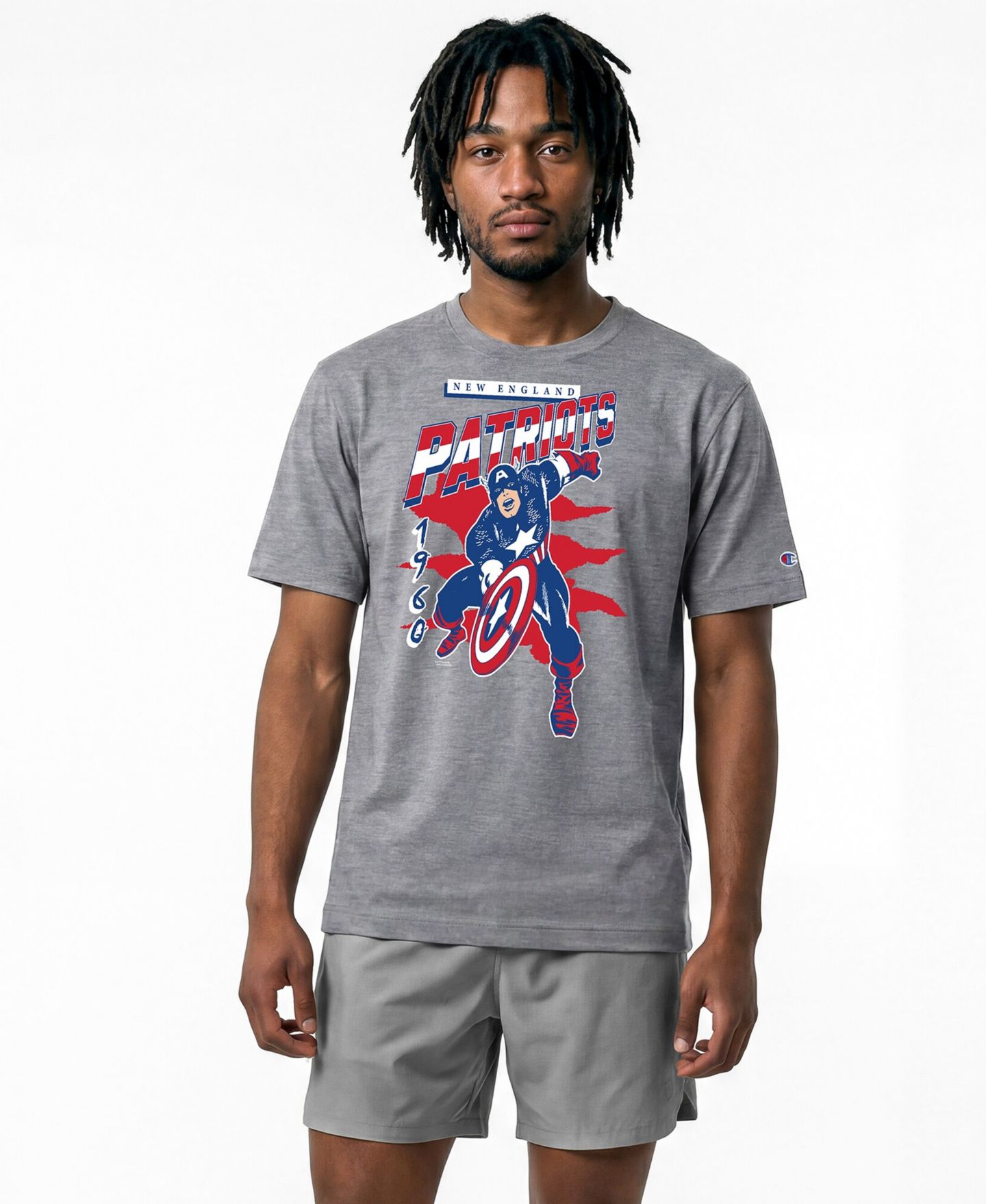 Мужская футболка Champion Gray New England Patriots Disney X Champion All Star — фото 1