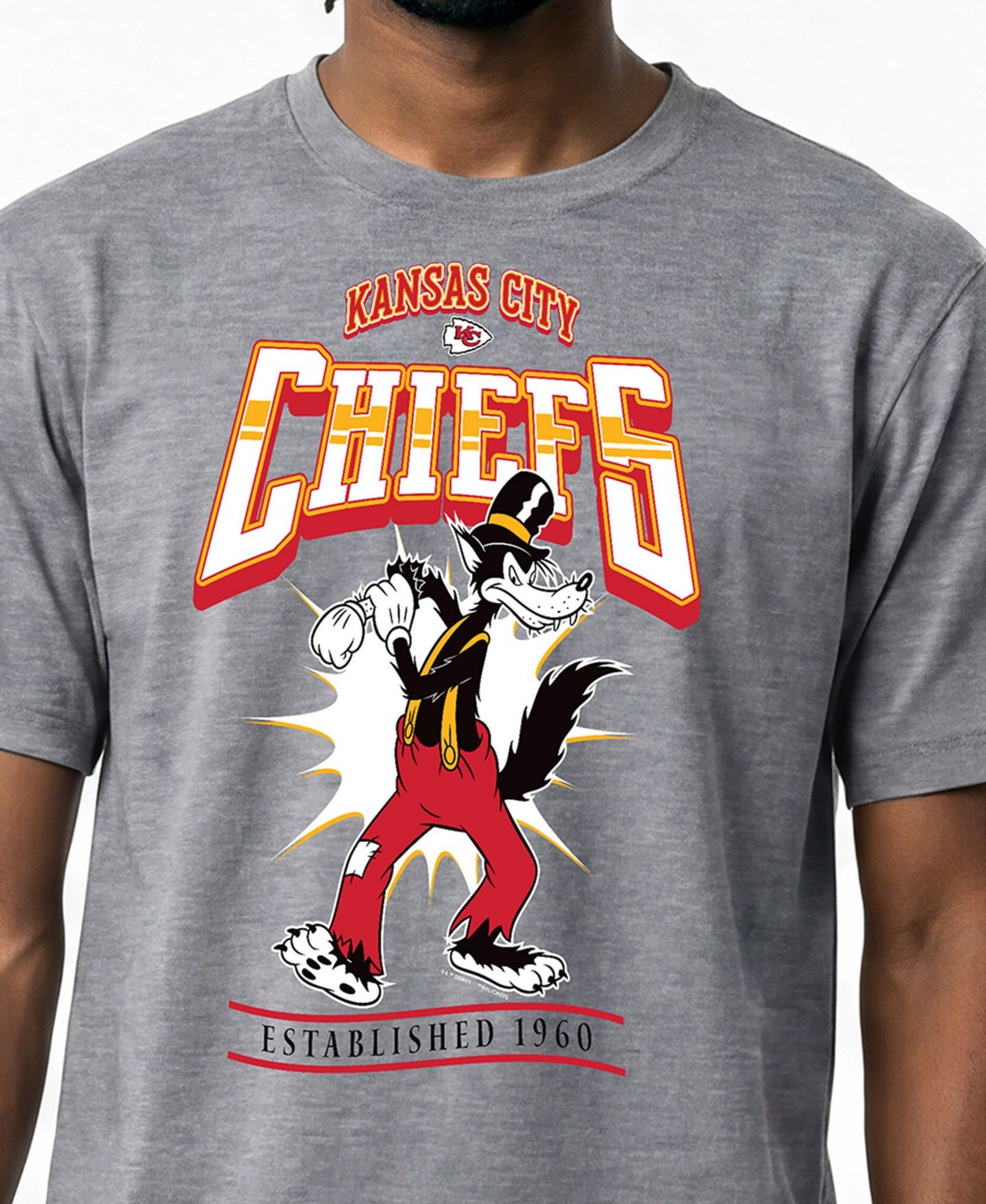 Мужская футболка Champion Gray Kansas City Chiefs Disney X Champion All Star — фото 4