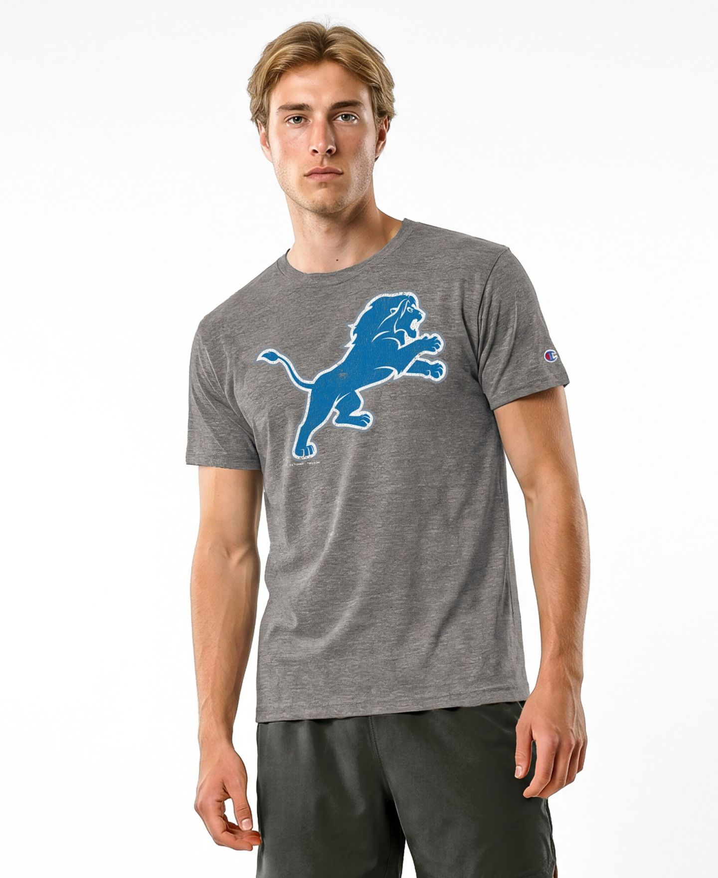 Мужская футболка Champion Gray Detroit Lions Disney X Champion Tri-Blend — фото 1