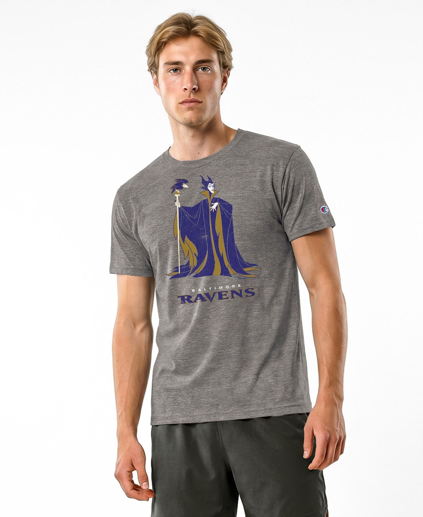 Мужская футболка Champion Gray Baltimore Ravens Disney X Champion Tri-Blend — фото 1