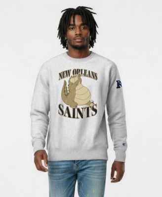 Men's Silver New Orleans Saints Disney X Champion Reverse Weave Fleece Crewneck Sweatshirt