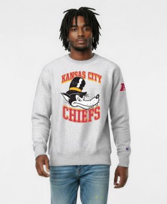 Men's Silver Kansas City Chiefs Disney X Champion Reverse Weave Fleece Crewneck Sweatshirt