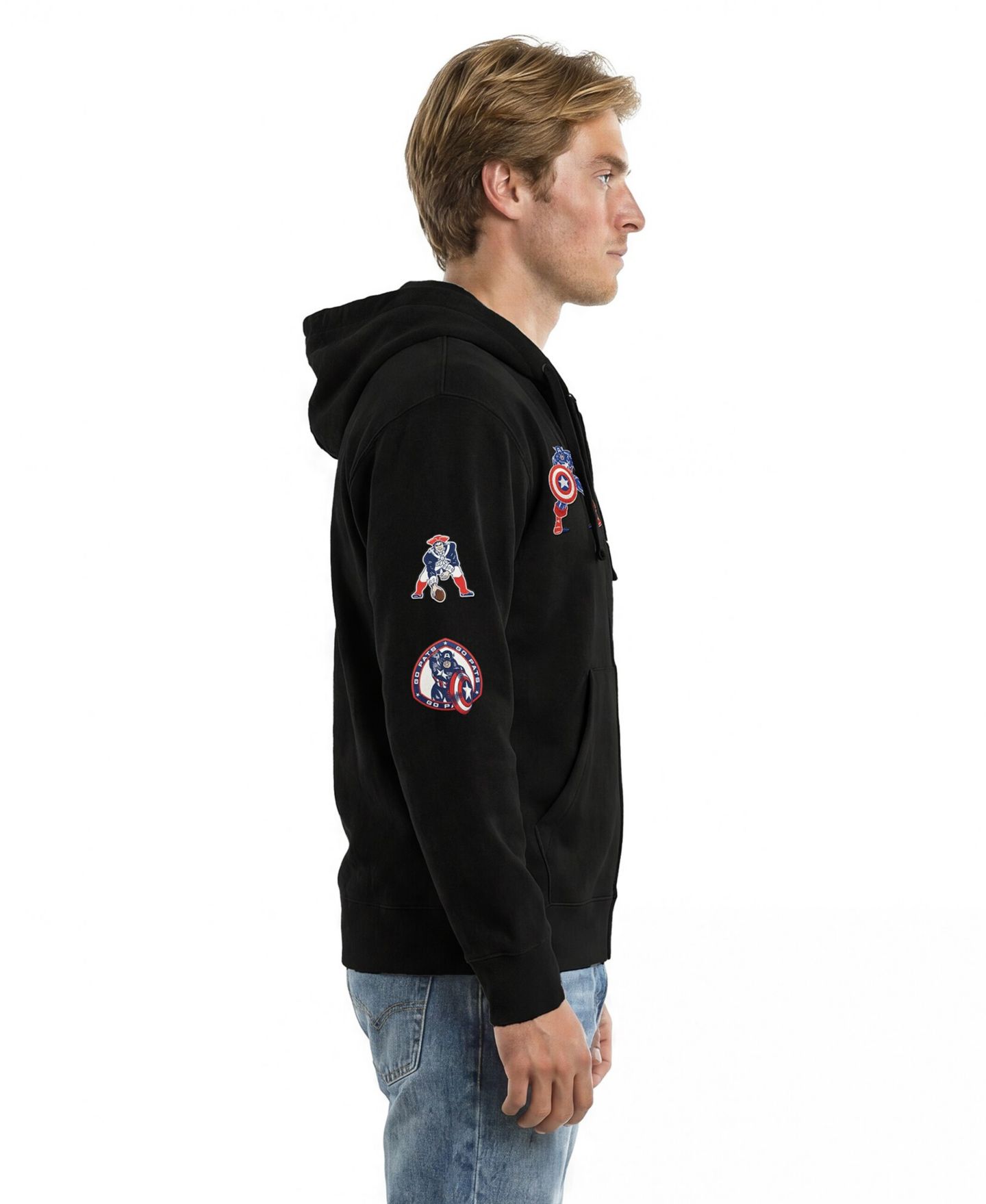 Мужское худи Champion Black New England Patriots Disney X Champion All Star Full-Zip — фото 3