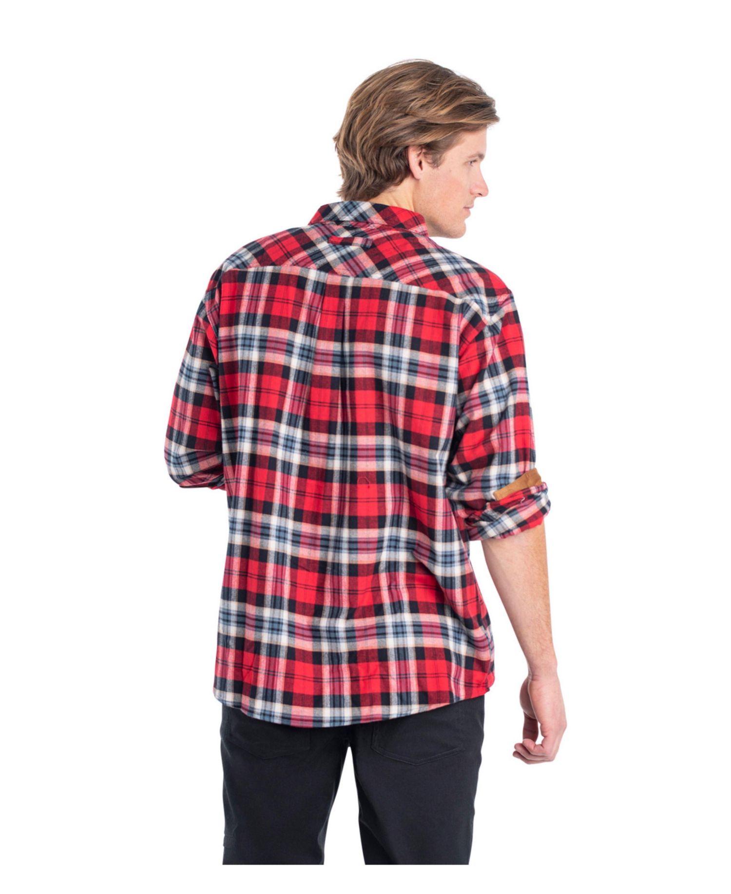Men's Big & Tall Plaid Stretch Long-Sleeve Button-Down Shirt