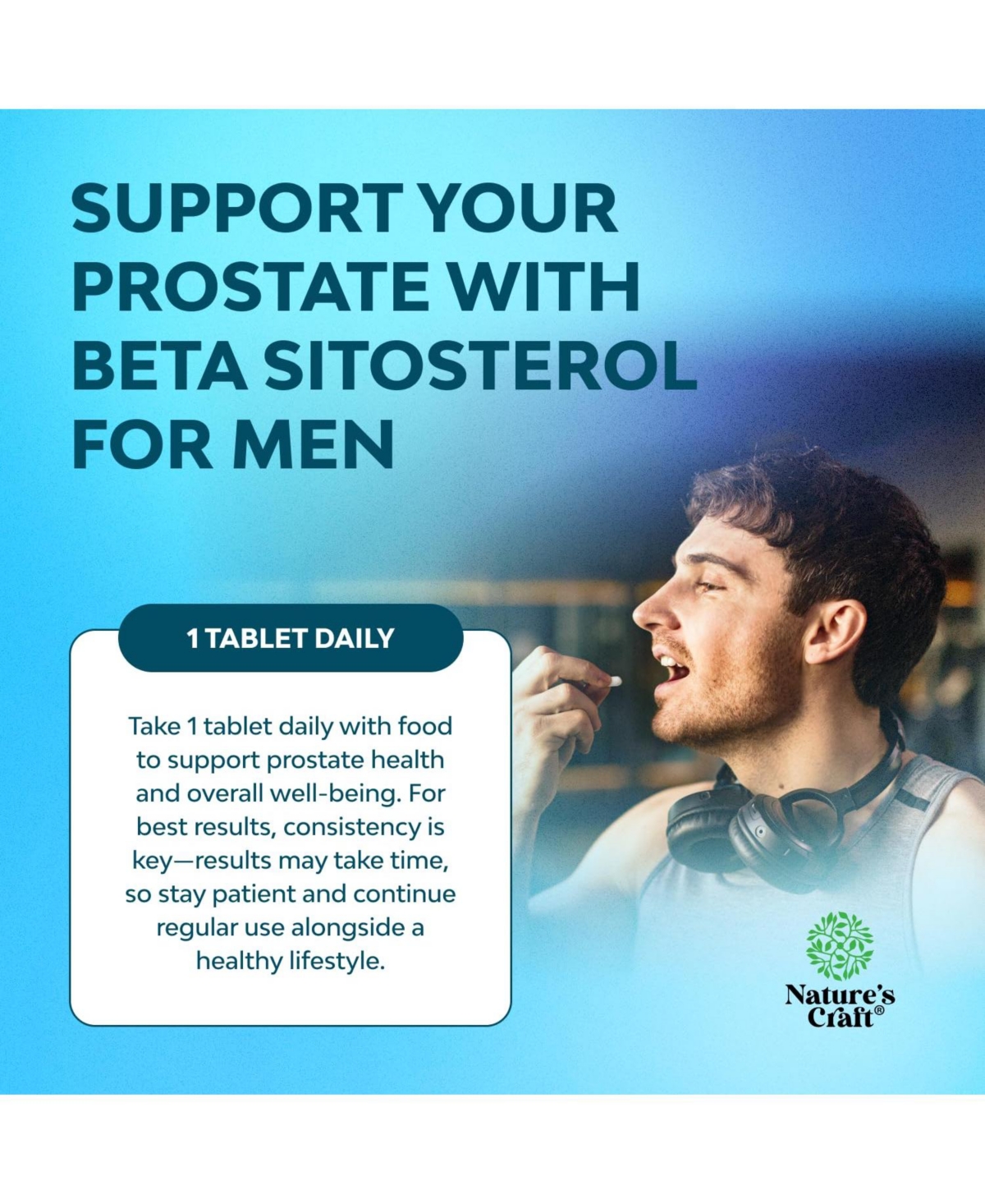 Nature's Craft Plant Sterols and Stanols Beta Sitosterol Supplement for Men, 500 Milligram, 30 Capsules
