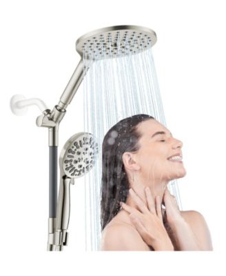7.5" Dual Shower Head Handheld Spray Rainfall 9 Modes Hose