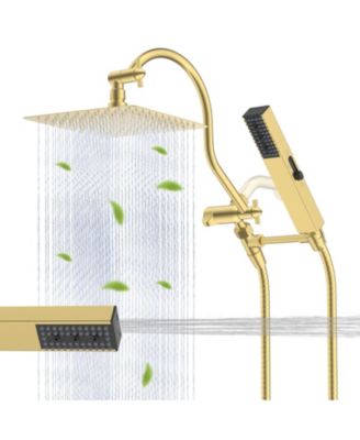 10'' Metal Rainfall Handheld Shower Extension Arm 4-Spray Hose