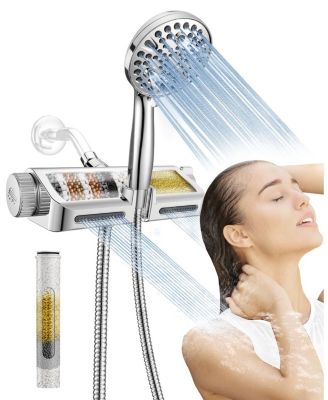 2-in-1 Filtered Shower Head Handheld Dual Spa System 10 Modes Power Wash