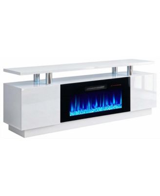 70Inch Fireplace TV Stand with 36Inch Electric Fireplace 2Tier Media Console Cabinet 750W 1500W Heater 12 Flame Colors for Living Room Bedroom