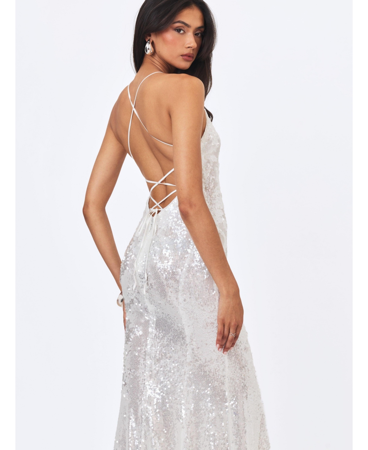 Miss Circle Women's Cameron Sequin Scoop-Neck Mermaid Maxi Dress