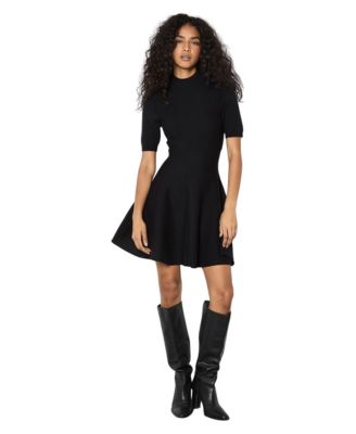Women's Fit-and-Flare Mini Ribbed-Knit Dress